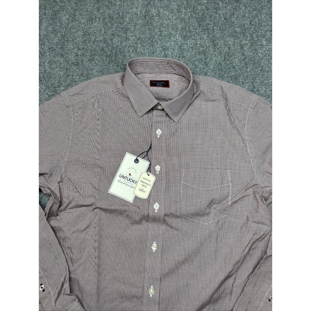UNTUCKit Gargiulo Shirt Mens S Maroon Button Up Long Sleeve Wrinkle Free New - Picture 5 of 12